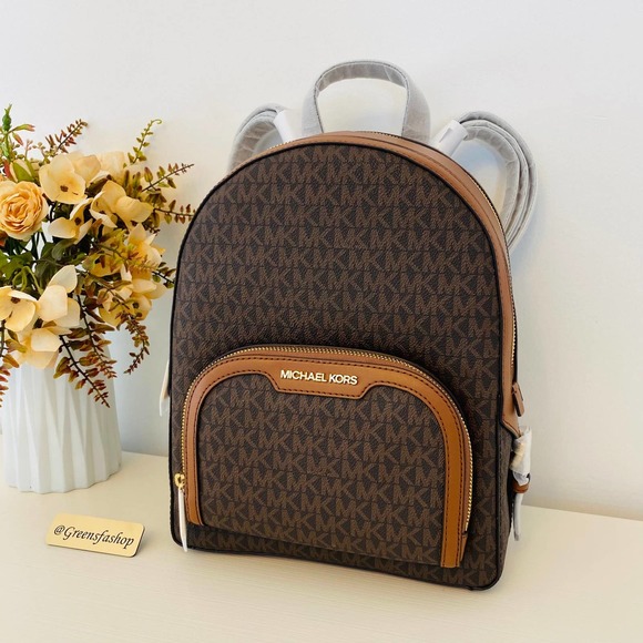 NWT Michael Kors Jaycee Medium Zip Pocket Backpack Brown main image 9